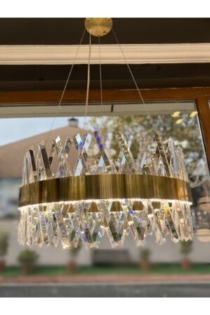 A- Luxury Modern Kristal Taşlı Sarkıt Power Led Avize Kademeli 3 Renk Bronz 60'lık burenze549 - 5