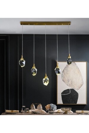 A+ Luxus Moderne Kristallglas Pendelleuchte Fünf Reihen LED Kronleuchter Gold Gelb burenze829 - 2