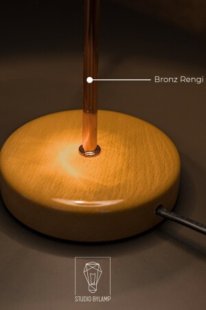 Abajur Masa Lambası Yatak Odası Gece Lambası Metal Bronz Gövde Beyaz Şapka Başucu Aydınlatma DEC-34-BB - 7