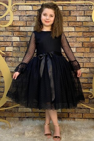 Abendkleid für Kinder, Modell Prinzessin, Schwarz, ABY4441 - 1