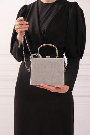 Abendkleid-Portfolio-Abendtasche für Damen in Silber, Sandfarben - 2