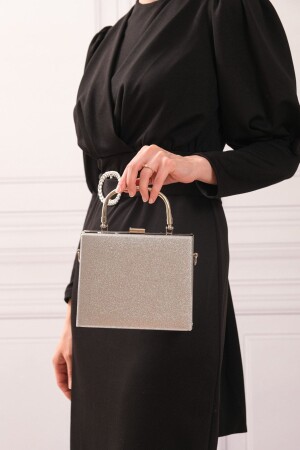 Abendkleid-Portfolio-Abendtasche für Damen in Silber, Sandfarben - 5