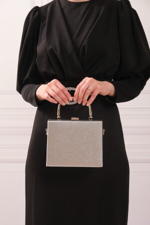 Abendkleid-Portfolio-Abendtasche für Damen in Silber, Sandfarben - 6