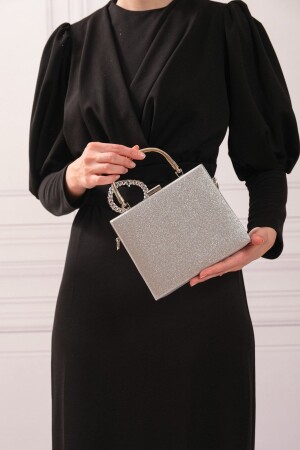 Abendkleid-Portfolio-Abendtasche für Damen in Silber, Sandfarben - 7