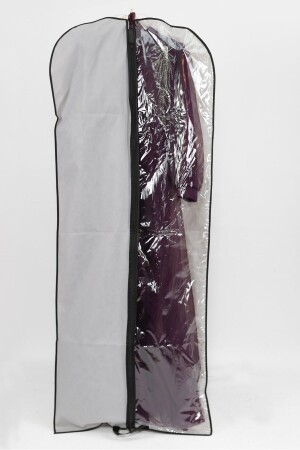 Abendkleid-Schutzhülle – langer Kleiderträger – transparentes Fenster 64 x 160 cm – schwarz - 2