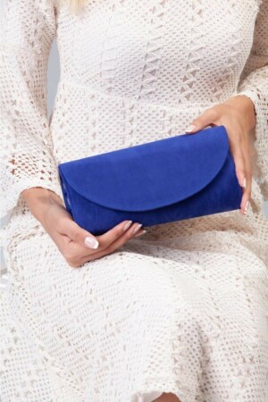 Abiye Portföy Clutch Çanta - Saks Mavi - 3