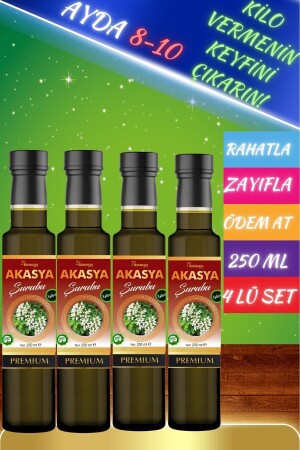 Acacia Akasya Gamı Şurubu 250 ml (4 adet) Ödem Atmaya Yardımcı Detox Şurubu - 1