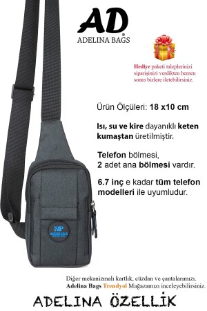 Adelina Unisex Telefon Bölmeli Bel Ve Omuz Çanta Çapraz Askılı Göğüs Çanta Siyah - 4