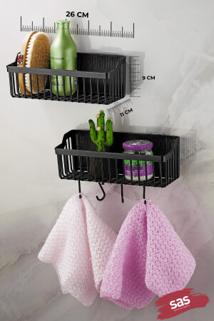 Adhesive Lifetime Edelstahl-Badezimmer-Organizer, Shampoo-Halter, Kunststoff-Duschregal, Schwarz Tşp-01 2312300740 - 5