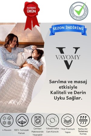 Ağırlıklı Battaniye Çift Kişilik Ağırlıklı Yorgan 10 Kg Beyaz 200x220 %100 Pamuk 4 Mevsim Kullanım SİNADABYZ10KG - 1