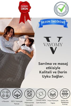 Ağırlıklı Battaniye Montessori Yorganı 3 Kg Gri 104x152 %100 Pamuk 4 Mevsim Kullanılabilir AYDM-SND-GRI-10*15-3kg - 1