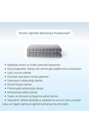 Ağırlıklı Battaniye Montessori Yorganı 3 Kg Gri 104x152 %100 Pamuk 4 Mevsim Kullanılabilir AYDM-SND-GRI-10*15-3kg - 5