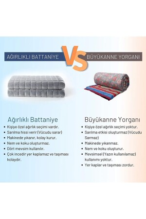 Ağırlıklı Battaniye Tek Kişilik Yorgan 6 Kg Gri 155x215 %100 Pamuk 4 Mevsim Kullanılabilir SNDYRGNNVRSİMLİ1113 - 6