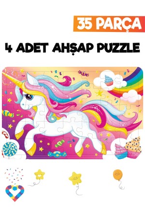 Ahşap 35 Parça 4 Adet Çocuk Puzzle - 5