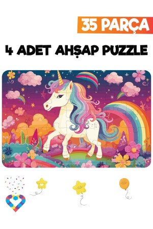 Ahşap 35 Parça 4 Adet Çocuk Puzzle - 4