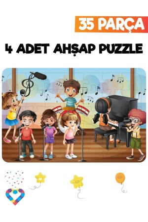 Ahşap 35 Parça 4 Adet Çocuk Puzzle - 7