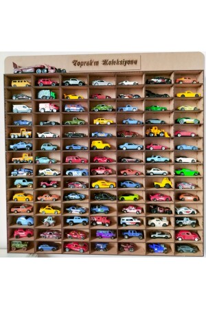 Ahşap 3mm Mdf Hot Wheels Çocuk Odası Oyuncak Araba Duvar Rafı 100 Araçlık - 8