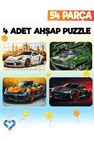 Ahşap 54 Parça 4 Adet Çocuk Puzzle - 1