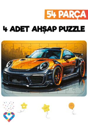 Ahşap 54 Parça 4 Adet Çocuk Puzzle - 6