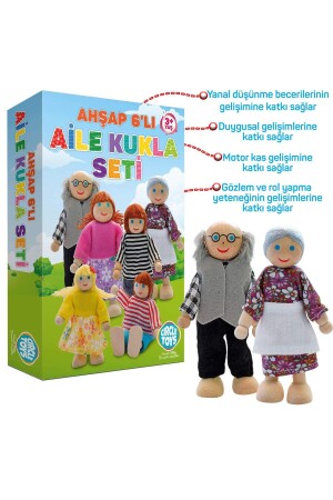 Ahşap 6'lı Aile Kukla Seti - 7