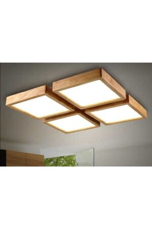 Ahşap Çerçeve Tavan Led Aydınlatma 4lü 30*30 Cm 4lü Takım Ücretsiz Kargo Beyazled Işık 6500k KARE30304LÜ - 3