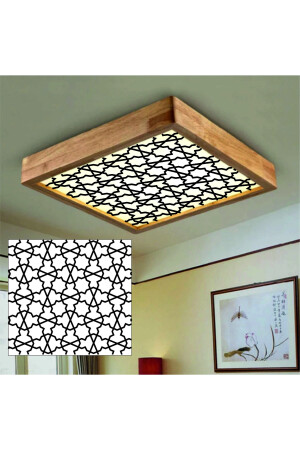 Ahşap Çerçeve Tavan Led Aydınlatma Avize 30*30cm Şelçuklu 6500k Beyaz Işık selcuklu3030 - 4