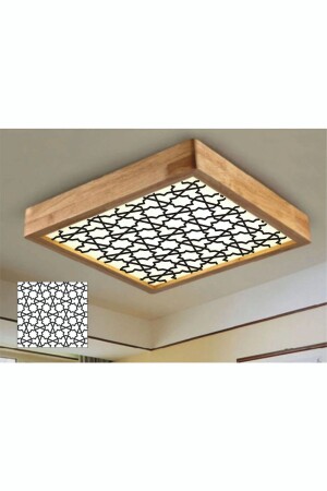 Ahşap Çerçeve Tavan Led Aydınlatma Avize 30*30cm Şelçuklu 6500k Beyaz Işık selcuklu3030 - 3