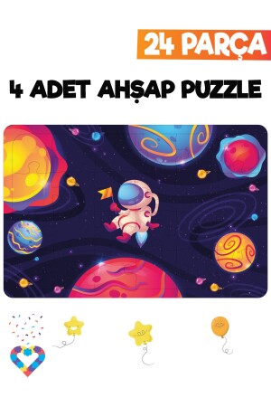 Ahşap Çocuk Puzzle 24 Parça 4 Adet - 4