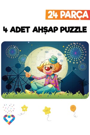 Ahşap Çocuk Puzzle 24 Parça 4 Adet - 5