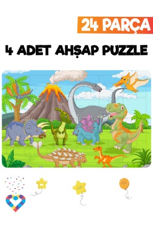 Ahşap Çocuk Puzzle 24 Parça 4 Adet - 4