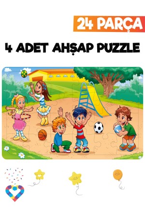 Ahşap Çocuk Puzzle 24 Parça 4 Adet - 5