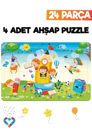 Ahşap Çocuk Puzzle 24 Parça 4 Adet - 7