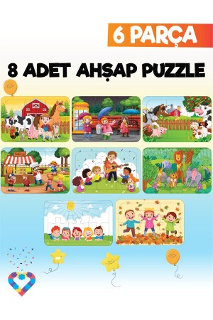 Ahşap Çocuk Puzzle 6 Parça 6 Adet - 2