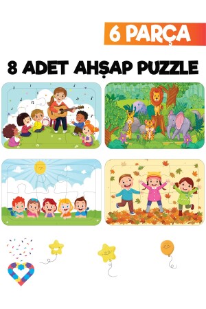 Ahşap Çocuk Puzzle 6 Parça 6 Adet - 5