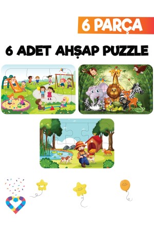 Ahşap Çocuk Puzzle- 6 Parça'lı 6 Farklı Ürün - 3