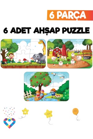 Ahşap Çocuk Puzzle- 6 Parça'lı 6 Farklı Ürün - 4