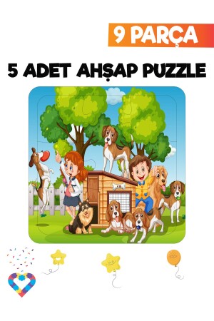 Ahşap Çocuk Puzzle 9 Parça 5 Adet - 4