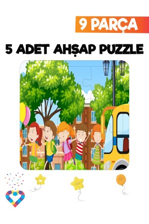 Ahşap Çocuk Puzzle 9 Parça 5 Adet - 7