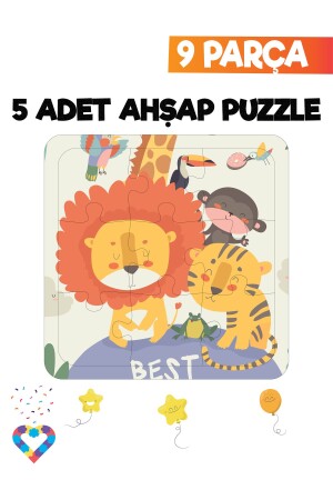 Ahşap Çocuk Puzzle 9 Parça 5 Adet - 4