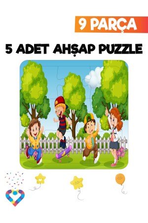 Ahşap Çocuk Puzzle 9 Parça 5 Adet - 7