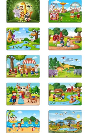 Ahşap Çocuk Yapboz Puzzle Seti 10’lu (model-1-2) eticset351 - 2