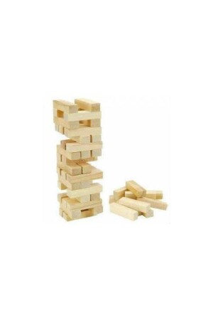 Ahşap Denge Oyunu Jenga 54 Parça Kayın Ağacından 23x7cm Büyük Boy Janga Oyunu Ahşap Kule Gökdelen - 2