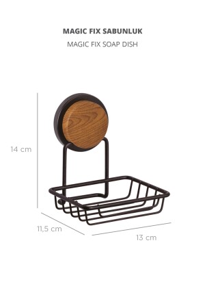 Ahşap Desenli Magic Fix Sihirli Yapışkan Siyah Kuru Sabunluk MGS-704W - 4