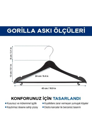 Ahşap Görünümlü Plastik Siyah Kıyafet Elbise Askısı Askılığı Gömlek Askısı Pantolon Askısı 20'li - 4