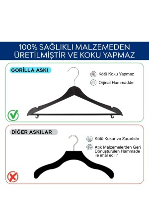 Ahşap Görünümlü Plastik Siyah Kıyafet Elbise Askısı Askılığı Gömlek Askısı Pantolon Askısı 20'li - 6