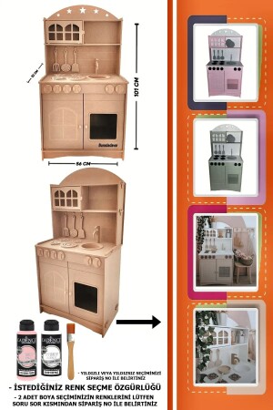 Ahşap Montessori Oyuncak Mutfak Servis Seti 2 Adet Boya Ve Fırça - 2