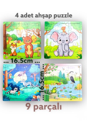 Ahşap Puzzle 4 Lü Puzzle 9 Parçalı PZ4B18882929229 - 2