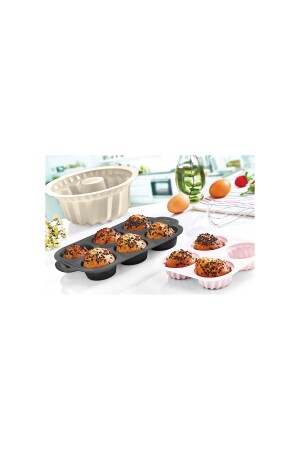 Airfryer Lila 4-teilige Silikon-Mini-Kuchenform – Muffinform, 4-teilige Cupcake-Form, 16 cm, herzförmige Kuchenform, 4-teilig, Lila - 6