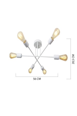 Akra 6-teiliger weißer Decken-/Plafon-Kronleuchter - 4