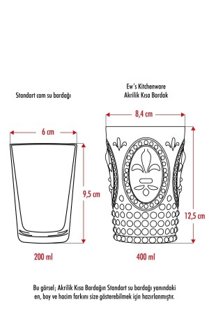 Akrilik Renkli 6'lı Kısa Bardak & Su Meşrubat Kahve Yanı Bardağı 400 ml ( Cam Değildir ) - 10